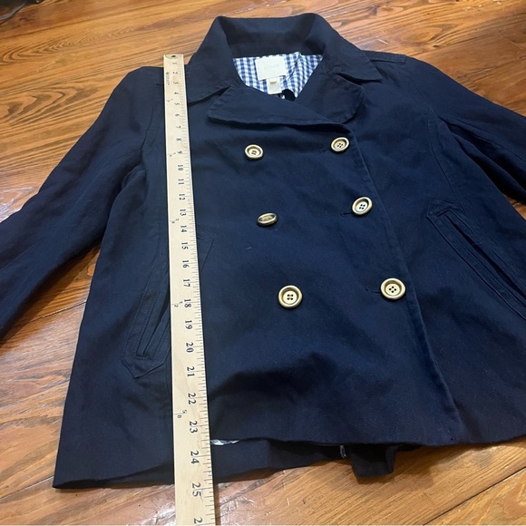 JCrew Women’s Indigo Blue Metallic ThreadDouble Breasted Peacoat Denim Jacket 12 - Picture 16 of 16